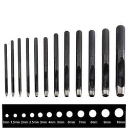 Aulufft 12Pcs Round Leather Hole Punch Tool Round Hollow Punch Set, Aulufft Leather Craft Punch Tool Hollow Hole Punch 1mm to 10mm for Watch Bands Belts Canvas Paper Plastic Models