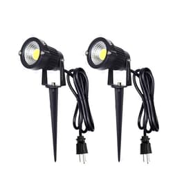 WEYANG LED Landscape Spotlight Outdoor,IP65 Waterproof Garden Spotlights,5W AC 120V Yard Flood Light,Metal Ground Stake Lawn Lights,6500K LED Spotlight with 1.5M UL-Listed Cord and 3-Plug (2 Packs)