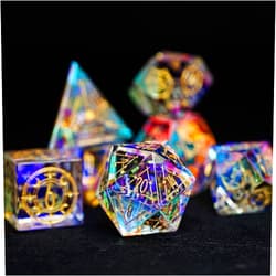 LANGWEI D&D Dungeons and Dragons Dice, Pretty Phantom Crystal Starry Sky DND Polyhedral Dice Set for Table Games, TRPG, Role Playing Dice Games,7 Pieces