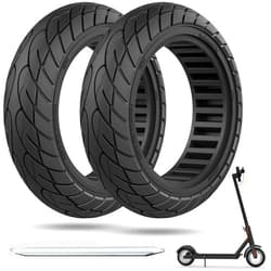 Cooryda 60/70-6.5 Scooter Tire Solid,10 x 2.5 Solid Scooter Tire 10 inch Electric Rubber Tubeless Scooter Wheels for Ninebot G30 Max /G30D 10x2.5 Front or Rear Replacement Solid Tires 2pc Black