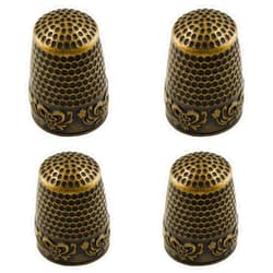 Coufce 4 Pcs Metal Sewing Thimble, Quilting Thimbles, Finger Shield, Vintage Bronze Fingertip Protector Thimbles for Hand Sewing Craft Accessories