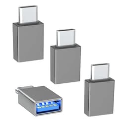 Welldiea USB C to USB Adapter 4 Pack, Type C Male to USB 3.0 Female OTG Converter,Thunderbolt 4/3 to USB Adapter for iPhone 15 Pro Max Plus,MacBook Pro Air,Samsung Galaxy,iPad (Grey)