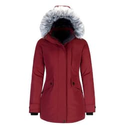 Wantdo Women's Down Jacket Water Resistant Warm Winter Parka Long Puffer Coat with Fur Hooded