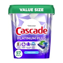 Cascade Platinum Plus Dishwasher Pods, Dishwasher Detergent, Dish Detergent Soap, Fresh, 57 Count