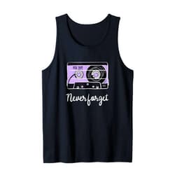 Qwertees Never Forget Funny Floppy Disk VHS Tape 90s 80s Geeky Nerdy Tank Top