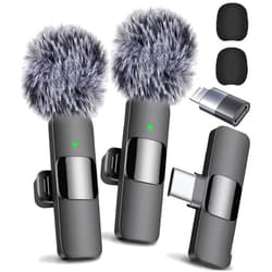 Mini Mic Pro Wireless Microphone for iPhone, iPad, Android, Lavalier Microphone for Video Recording - 2 Pack iPhone Mic Crystal Clear Recording with USB-C for Podcast Microphone, ASMR, TikTok