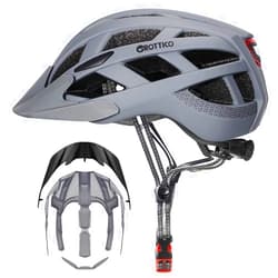 GROTTICO Adult-Men-Women Bike Helmet with Light - Mountain Road Bicycle Helmet with Replacement Pads & Detachable Visor