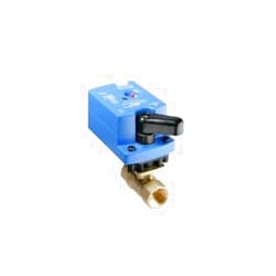 Johnson Controls Model VG1241AL Two-Way Plated Brass Trim NPT End Connections Ball Valve with Model VA9104-GGA-3S Non-Spring-Return Electric Actuator