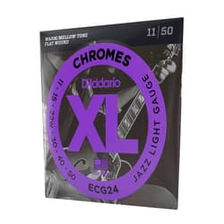 D'Addario Guitar Strings - XL Chromes Electric Guitar Strings - Flat Wound - Polished for Ultra-Smooth Feel and Warm, Mellow Tone - ECG24 - Jazz Light, 11-50, 1-Pack