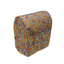 Ambesonne Psychedelic Stand Mixer Cover, Funky and Hippie Composition with Abstract Folkloric Elements, Kitchen Appliance Organizer Bag Cover with a Pocket, 6-8 Quarts, Multicolor