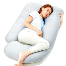 Momcozy Pregnancy Pillows with Cooling Cover, U-Shaped Full Body Maternity Pillow for Side Sleepers 57 Inch - Support for Back, Hip, Belly, Legs for Pregnant Women