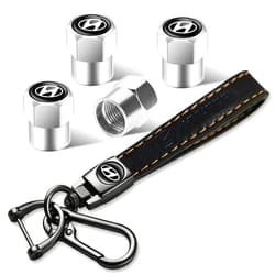 Liuabcegfan 5Pcs Car Accessories Set for Hyundai,Leather Car Keychain Keyring for Hyundai Elantra Sonata Tucson Santa fe Genesis Equus Azera Series Car Accessories