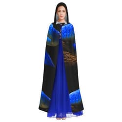 Xiso Ver Blue Viper Snake Witch Costume Women Cape with Hooded Cloak Capes for Men Women Anime Cosplay Adult Vampire Halloween Christmas Party Costume Accessories
