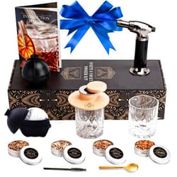Ritual Life Whiskey Smoker Kit - Bourbon Smoker Kit with Torch, 2 Whiskey Glasses, 2 Ice Ball Maker, 4 Flavors Wood Chips - Old Fashioned Smoker Kit - Cocktail Smoker Kit - Bourbon Gifts for Men Whiskey Lovers