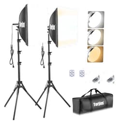Torjim Softbox Photography Lighting Kit, 16'' x 16'' Professional Softbox Lighting Kit with 85W 3000-7500K LED Bulbs, Studio Lights for Photography/Video Recording/Live Streaming/Portraits Shooting