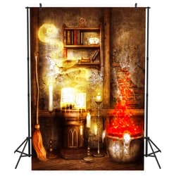 DULUDA 5X7ft Halloween Deserted House Vinyl Photography Backdrop Witch Broom Photo Background Studio Prop HW03