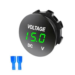 Gasedin DC 12-24 V Voltmeter Gauge, Mini Digital Display LED Voltage Meter Gauge with Round Panel, Waterproof Battery Monitor Indicator for Car Boat Marine Truck (Green)
