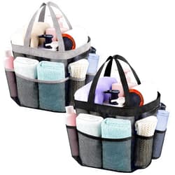 Attmu 2 Pack Mesh Shower Caddy Portable for College Dorm Room Essentials with 8 Pockets, Hanging Shower Caddy Dorm Basket, Quick Dry Shower Bag for Bathroom