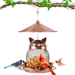LBTING Bird Feeder for Outdoor, Squirrel Proof Metal Wild Bird Feeder Decoration for Hanging Outside Garden Yard, Cute Cat-Shaped