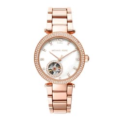 Michael Kors Women's Parker Automatic Watch with Stainless Steel Strap, Rose Gold, 16 (Model: MK9047)