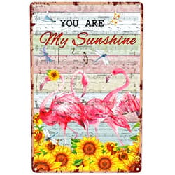 TICKPOTDFE Funny Flamingo You are My Sunshine Sunflower Metal Wall Art, Metal Signs for Decor Vintage Wall Decor, Vintage Tin Sign Posters Coffee Funky Decor, Bar Signs for Home Bar 8 x 12 Inches