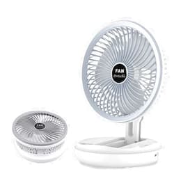 Anycar Foldable Cordless Fan, Wall mounted fan with hook, USB Rechargeable Personal Fan Desk Fan, Outdoor Fan for Travel Camping Beach Boat Office Bedroom (Grey)