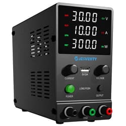 Jesverty DC Power Supply Variable, 0-30V 0-10A Adjustable Switching DC Regulated Bench Power Supply with Encoder Knob, Output On/Off Switch, 4-Digit LED Display, 5V/2A USB Charging Port - SPS-3010H