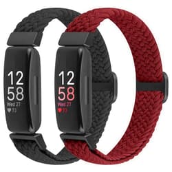 Puhuite Elastic Braided Watch Band Compatible with Fitbit Inspire 3/Inspire 2/Inspire/Inspire HR/Fitbit ace 3/Ace 2, Adjustable Stretchy Strap Sport Nylon Loop Replacement Wristband for Fitbit Inspire