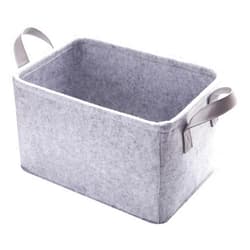 Minoisome Collapsible Storage Basket with Carry Handles Felt Fabric Storage Bin Durable Organizer for Gift Toys Shoes Clothes Towels Nursery Home Laundry Office Decorative Organizing Box(Light Grey)