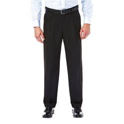 Haggar Men’s Hidden Expandable Waistband Classic Fit Pleated Front Gabardine Dress Pant