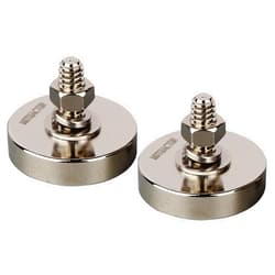 MUTUACTOR 2PCS Super Powerful Neodymium Cup Magnet with 1/4''-20 Male Threaded Stud, 92lb Vertical Pull-Force Non-Shattering Magnet Base with Nut and Washer for Lighting, Camera and Other Brackets.
