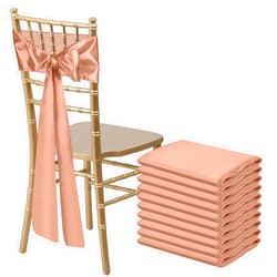 Bouiexye 10 PCS Rose Gold Satin Chair Sashes Bows Universal Chair Ribbon Ties Back Sash for Wedding Party Reception Events Banquets Hotel Event Chair Cover Decoration (7x108 inch)