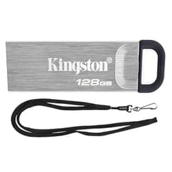 Kingston 128GB DataTraveler Kyson High Performance up to 200MB/s USB 3.2 Metal Flash Drive DTKN/128GB Bundle with (1) GoRAM Black Lanyard (128GB, 1 Pack)