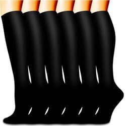 Bluemaple 6 Pack Copper Compression Socks for Women and Men Circulation-Best Support for Medical, Running,Nursing,Athletic