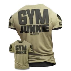 Gymish Lifestyle Gym Junkie Funny Saying T-Shirt for Men Fitness Inspiring Workout Shirts for Him