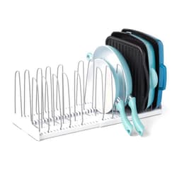 YouCopia StoreMore Expandable Cookware Rack Adjustable Pan Organizer for Kitchen Cabinet Storage, White