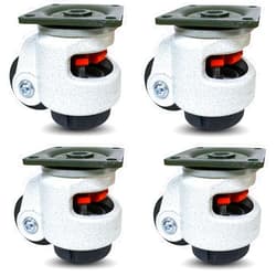 CasterHQ - Retractable Leveling Machine Casters - 4 Pack - 2,400 lbs Per Set - Premium Quality - Heavy Duty Machine Retractable Casters - 600 lbs Capacity Each Caster - New Improved Design!