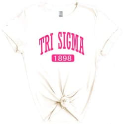 Kite and Crest Sigma Sigma Sigma Tshirt | Tri Sigma Pink Baseball Sorority Shirt