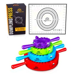 MAGICDUMPLING Magic Dumpling Maker Kit, Set of 4 - Mold Ravioli, Empanadas, Momos, Gyozas, Pot Stickers, Jamaican Beef Patties, Pierogi and Calzones - Wonton Dough Press and Pasta Making Tools