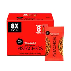 Wonderful Pistachios No Shells, Chili Roasted Nuts, 2.25 Ounce (Pack of 8), Protein Snacks, Gluten Free, Pantry Staples, Healthy Office Snacks