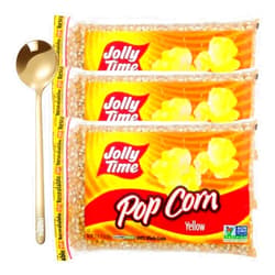 Moofin Unpopped Popcorn Kernels, 32 Ounces - Popcorn With Golden Ss Spoon, Ideal For Movie Nights, Air Popper Compatible, No Artificial Flavors, Kernel Corn Popcorn [Pack Of 3]