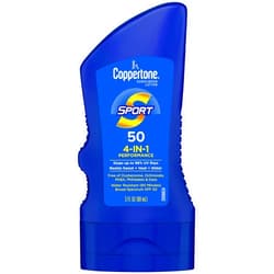 Coppertone SPORT Sunscreen SPF 50 Lotion, Water Resistant , Body Sunscreen Lotion, Travel Size , 3 Fl Oz