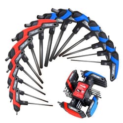Topline 14-Piece T-Handle Hex Key Set, Metric&SAE, Long Arm Hex Keys, Portable Allen Wrenches Sets with Storage Rack for Basic Home Repair and Mechanics Maintenance