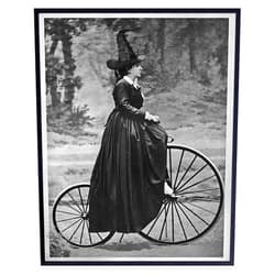 YELLOWBIRD ART & DESIGN Vintage Witch Room Decor - Pagan Gifts - Wicca Wiccan Witchcraft Supplies Wall Art - Gothic Goth Home Decor - Black Magic Wall Print - Witchy Room Art - Witch on Bicycle Print - Halloween Decorations