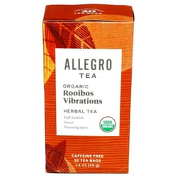 Allegro Coffee Allegro Tea, Organic Rooibos Vibrations Tea Bags, 20 ct