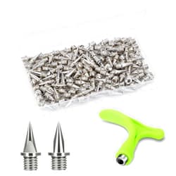 Nuolifee 1/2 Inch Track Spikes, 120 Pieces Steel Shoe Spikes Replacements and Spike Wrench for Sports Running Track Shoes