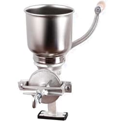 Chef'sCorner High Hopper Grain Mill Cast Iron Grain Grinder Manual Coffee Grinder Heavy Duty Food Mill with Shild and Clamp for Nuts Flour Corn and Wheat, Silver