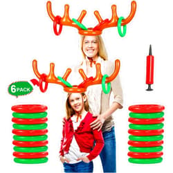 SUNDEER Christmas Inflatable Reindeer Antler Ring Toss Game - Christmas Party Games,Inflatable Reindeer Antler Hat with Rings
