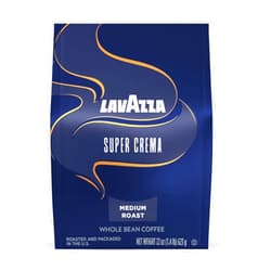 Lavazza Super Crema Whole Bean Coffee, Medium Espresso Roast, Arabica and Robusta Blend, 22 oz Bag