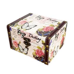 MIAO JIN Butterfly Jewelry Box Pink Storage Decorative Box for Jewelry Trinkets Photos Wood Treasure Chest Box for Women Girls Gifts Decorative Keepsake Box Home Decorations